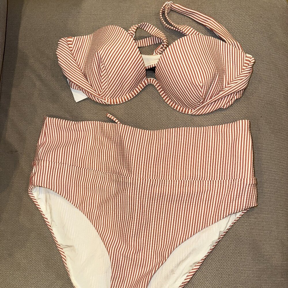 Onia Rosette/White Micro Stripe Bikini